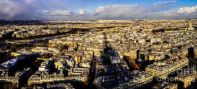 Harley Davidson Motorcycles - Panorama of Paris Skyline With Eiffel Tower Shadow by M G Whittingham
