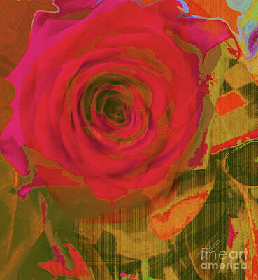 Roses Mixed Media Royalty Free Images - Hearts In Flowers Royalty-Free Image by Zsanan Studio