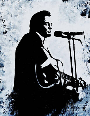 Actors Paintings - Hello Im Johnny Cash by Alys Caviness-Gober