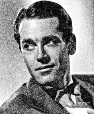 Musician Drawings - Henry Fonda, Vintage Actor By JS by Esoterica Art Agency