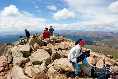 Steven Krull Rights Managed Images - Hikers on Bierstadt Summit Royalty-Free Image by Steven Krull