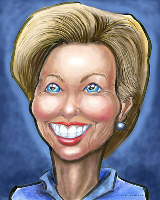 Politicians Digital Art Royalty Free Images - Hillary Clinton Caricature Royalty-Free Image by Kevin Middleton