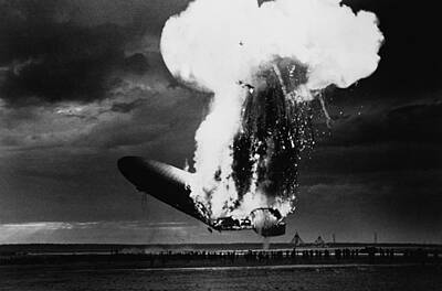Cartoons Tees - Hindenburg Disaster - Zeppelin Explosion Photo by War Is Hell Store