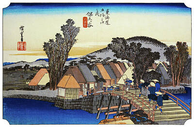 Architecture David Bowman - Hodogaya Station and Shinkame Bridge by Hiroshige by Orchard Arts
