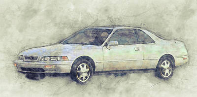 Transportation Mixed Media - Honda Acura Legend 1 - Executive Car - 1985 - Automotive Art - Car Posters by Studio Grafiikka
