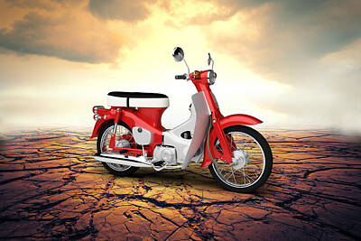 Grateful Dead Royalty Free Images - Honda C50 Cub 1967 Desert Royalty-Free Image by Aged Pixel