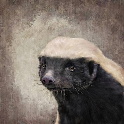 Animals Digital Art Royalty Free Images - Honey Badger Royalty-Free Image by Mandy Tabatt