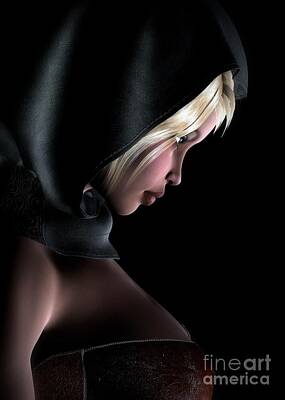 Famous Groups And Duos - Hooded Girl Profile Portrait by Brian Raggatt