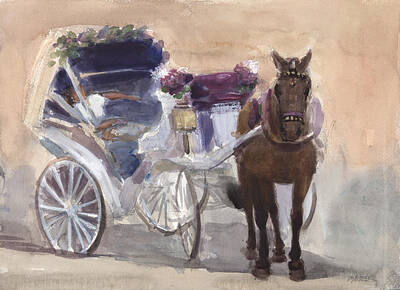 Abstract Animalia Royalty Free Images - Horse and Carriage with Sleeping Driver Royalty-Free Image by Walter Lynn Mosley