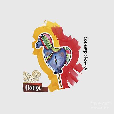 Animals Drawings - Horse Horoscope by Ariadna De Raadt