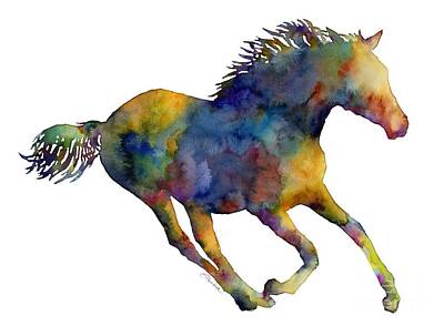 Animals Paintings - Horse Running by Hailey E Herrera