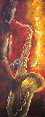 Musicians Paintings - Hot Summer Night part 1 of 3 by Kathleen Tucker