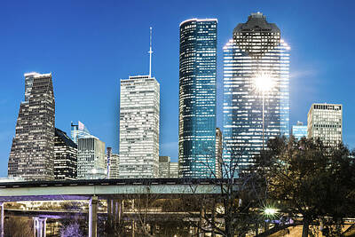 Royalty-Free and Rights-Managed Images - Houston Skyline Deep Blue Evening Skies by Gregory Ballos