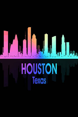 Abstract Skyline Digital Art Rights Managed Images - Houston TX 5 Vertical Royalty-Free Image by Angelina Tamez