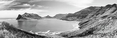 Beach Photos - Hout Bay Panorama Black and White by THP Creative