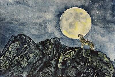 Mountain Paintings - Howling Wolf by Linda Brody