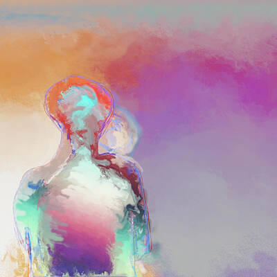 Eduardo Tavares Digital Art Royalty Free Images - Humanoid Couple On Cloud Nine Royalty-Free Image by Eduardo Tavares