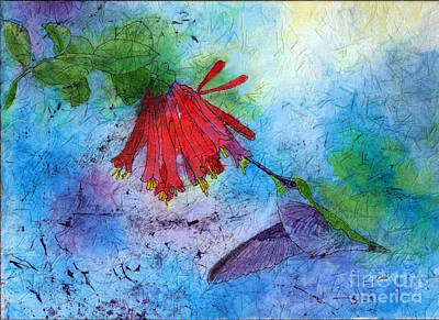 Watercolor Dogs - Hummingbird Batik Watercolor by Conni Schaftenaar
