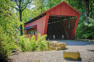 Music Royalty-Free and Rights-Managed Images - Hutchins Covered Bridge by Jack R Perry