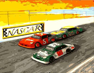 Recently Sold - Mammals Drawings - I feel a draft NASCAR  by Larry E Lamb