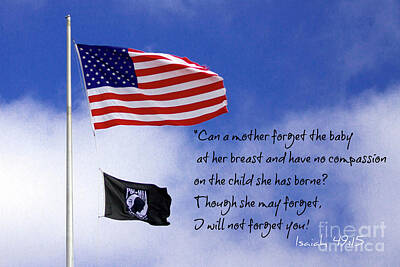 Stacks Of Books - I Will Not Forget You American Flag POW MIA Flag Art by Reid Callaway