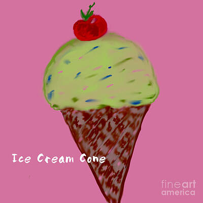 States As License Plates - Ice Cream Cone Illustration by Susan Garren