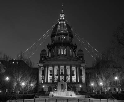 Anchor Down - Illinois State Capitol B W by Steve Gadomski