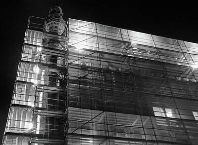 Wine Down Rights Managed Images - Illuminated Scaffolding Royalty-Free Image by Philip Openshaw