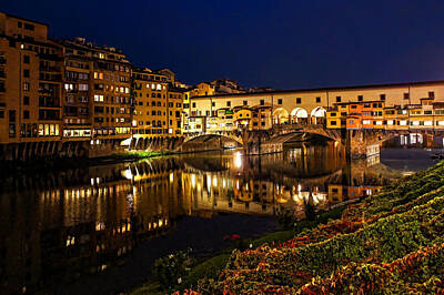 City Scenes Digital Art - Impressions Of Florence - Ponte Vecchio Evening by Georgia Mizuleva