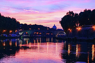 Sultry Plants Rights Managed Images - Impressions Of Rome - Glorious Sky Over Tiber River Royalty-Free Image by Georgia Mizuleva
