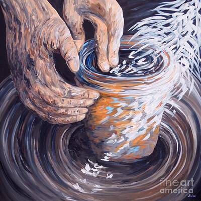Surrealism Paintings - In the Potters Hands by Eloise Schneider Mote