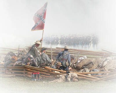 Randall Nyhof Royalty-Free and Rights-Managed Images - In the Trenches with Civil War Reenactors by Randall Nyhof
