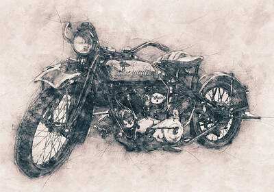 Transportation Mixed Media - Indian Chief - 1922 - Vintage Motorcycle Poster - Automotive Art by Studio Grafiikka