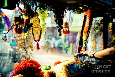 Sean Rights Managed Images - Indian street from window in the bus Kerala India Royalty-Free Image by Raimond Klavins