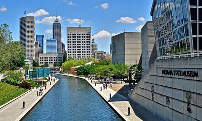 Football Royalty Free Images - Indianapolis Canal Daytime View Royalty-Free Image by Frozen in Time Fine Art Photography