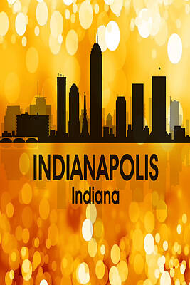 Abstract Skyline Digital Art Rights Managed Images - Indianapolis IN 3 Vertical Royalty-Free Image by Angelina Tamez