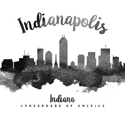 Skylines Paintings - Indianapolis Indiana Skyline 18 by Aged Pixel