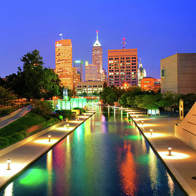 Royalty-Free and Rights-Managed Images - Indy City Skyline - Indianapolis Indiana Color 1x1 by Gregory Ballos