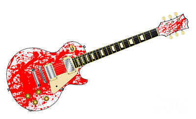 Rock And Roll Digital Art - Ink Splatter Guitar by Bigalbaloo Stock
