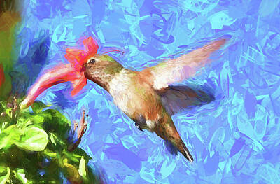 Birds Digital Art - Inside the Flower - Impressionism Finish by Linda Brody