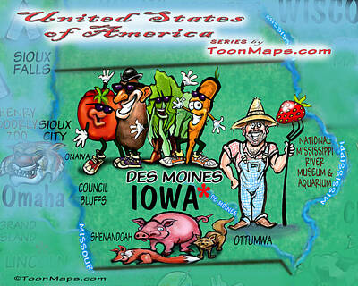 Red Roses - Iowa Fun Map by Kevin Middleton