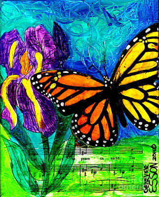 Animals Painting Rights Managed Images - Iris and Monarch Royalty-Free Image by Genevieve Esson