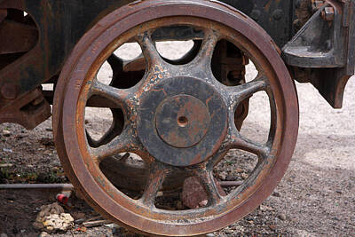 Steampunk Photos - Iron Train Wheel by Aidan Moran