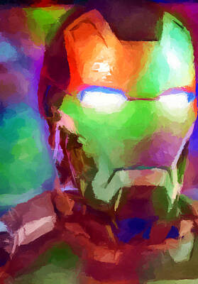 Comics Digital Art - Ironman Abstract Digital Paint 1 by Ricky Barnard