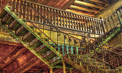 Rusty Trucks - Maxeys GA IronWorks Stairs 2 Historic Architectural Interior Design Art by Reid Callaway