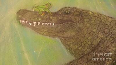 Reptiles Drawings - Isnt It Ironic Gator by Wilson Rachel