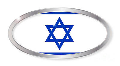 Crazy Cartoon Creatures - Israel Flag Oval Button by Bigalbaloo Stock