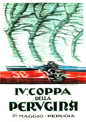 Transportation Royalty-Free and Rights-Managed Images - IV Coppa Della Perugina - Vintage Italian Car Advertisment Poster by Studio Grafiikka