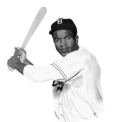 Recently Sold - Athletes Drawings - Jackie Robinson by Lee McCormick