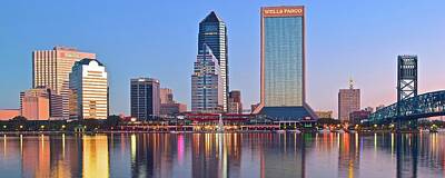Modern Feathers Art - Jacksonville Pano at Dawn by Frozen in Time Fine Art Photography